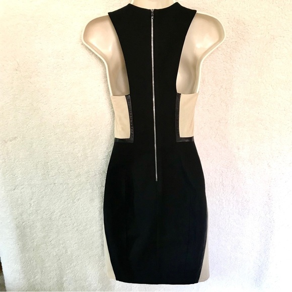 RAG & BONE Piper Leather Trim Mesh Panels Mini Sheath Dress Black and Tan Size 2 - Picture 6 of 16